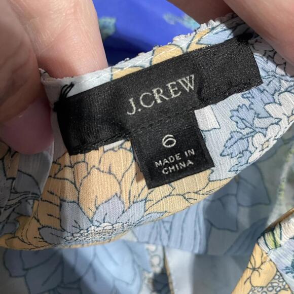 J. Crew Floral Long Sleeve Swing Dress Blue Floral Excellent Like New 6 - Picture 3 of 6